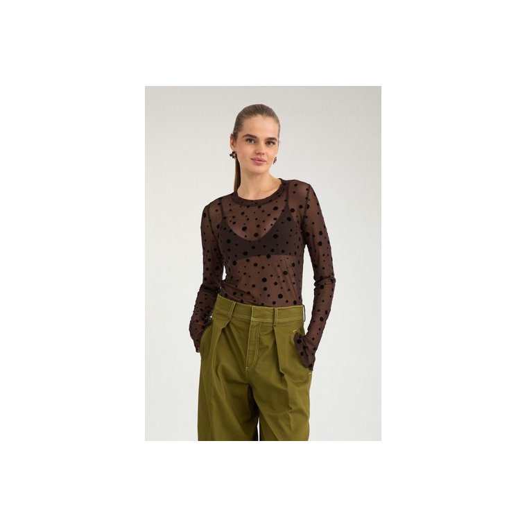 N�MPH - NUEVITA LS MESH BLOUSE - Chocolate Plum