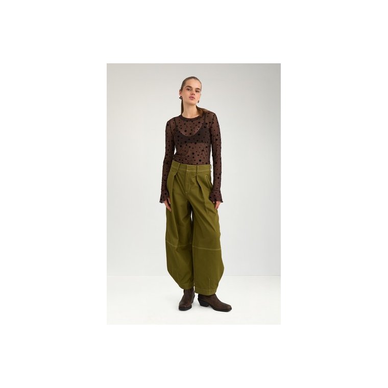 N�MPH - NUEVITA LS MESH BLOUSE - Chocolate Plum