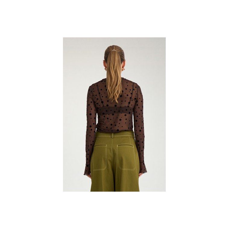 N�MPH - NUEVITA LS MESH BLOUSE - Chocolate Plum