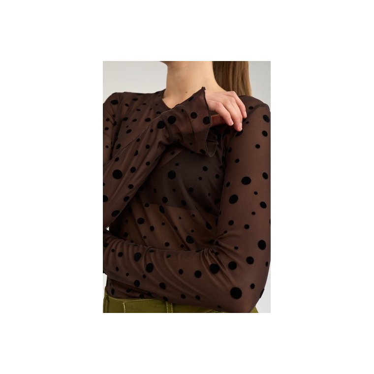 N�MPH - NUEVITA LS MESH BLOUSE - Chocolate Plum