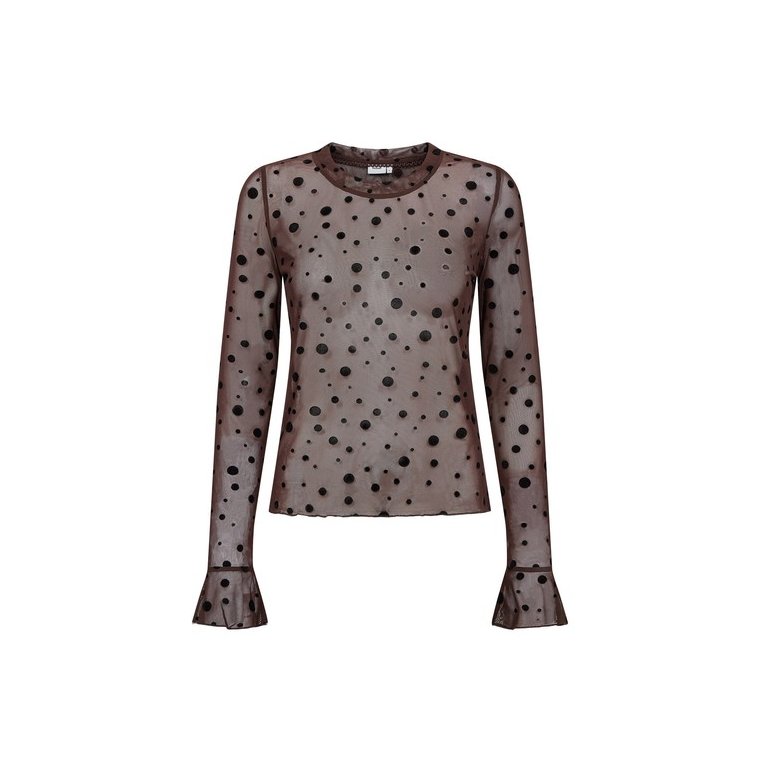 N�MPH - NUEVITA LS MESH BLOUSE - Chocolate Plum