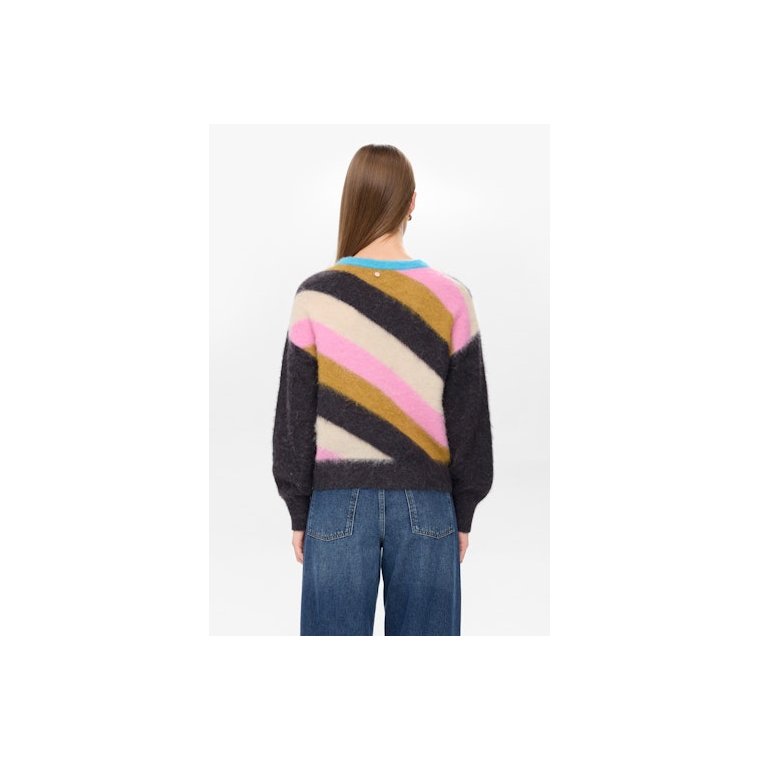 N�mph - NUSURI MULTI STRIPE PULLOVER - Obsidian