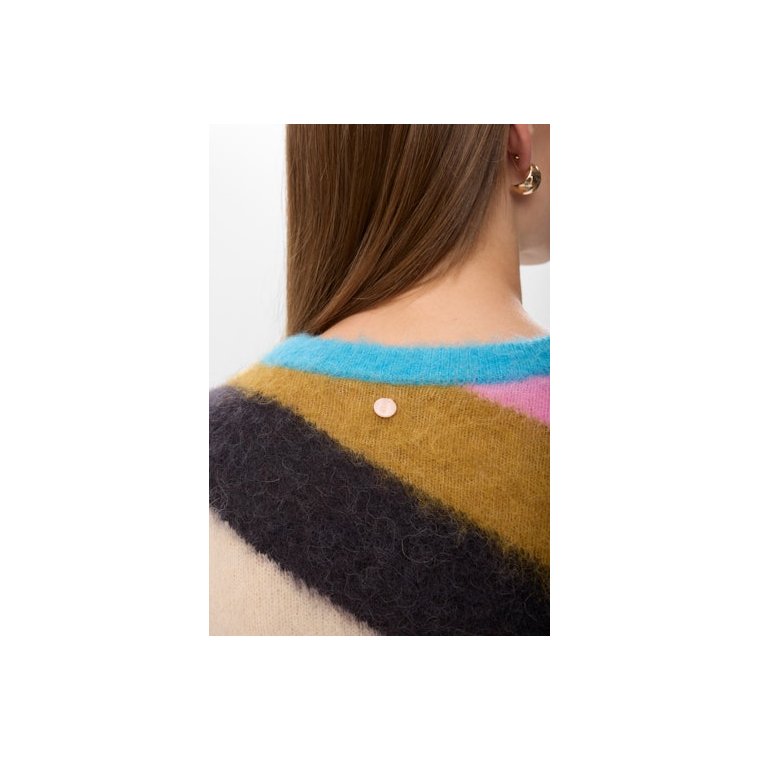 N�mph - NUSURI MULTI STRIPE PULLOVER - Obsidian