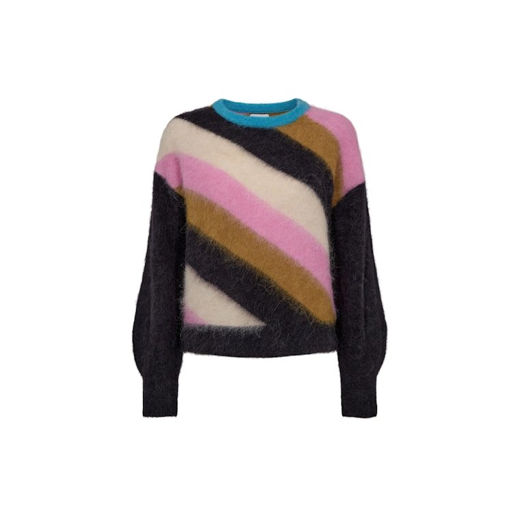 N�mph - NUSURI MULTI STRIPE PULLOVER - Obsidian