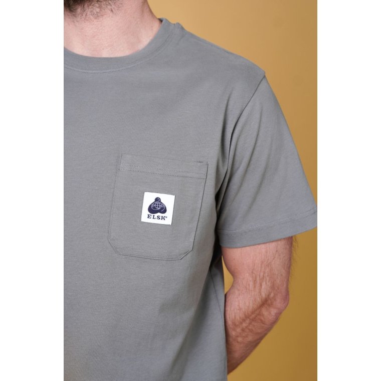 ELSK - POCKET MEN'S BRUSHED T-SHIRT - CASTOR GRAY