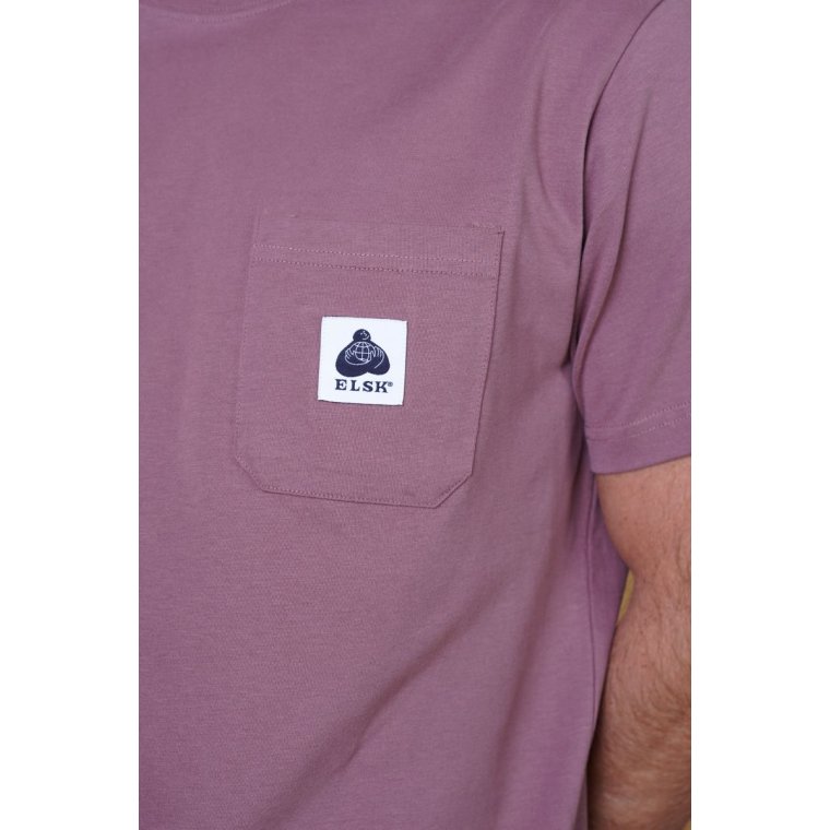 ELSK - POCKET MEN'S BRUSHED T-SHIRT - DUSTY AUBERGINE