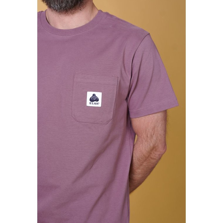 ELSK - POCKET MEN'S BRUSHED T-SHIRT - DUSTY AUBERGINE