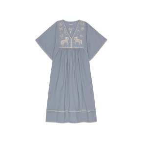 HABIBA - POLLY EMBROIDERY DRESS 3/4 SLEEVE - Sea