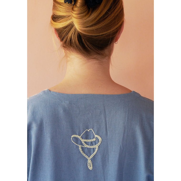 HABIBA - POLLY EMBROIDERY DRESS 3/4 SLEEVE - Sea