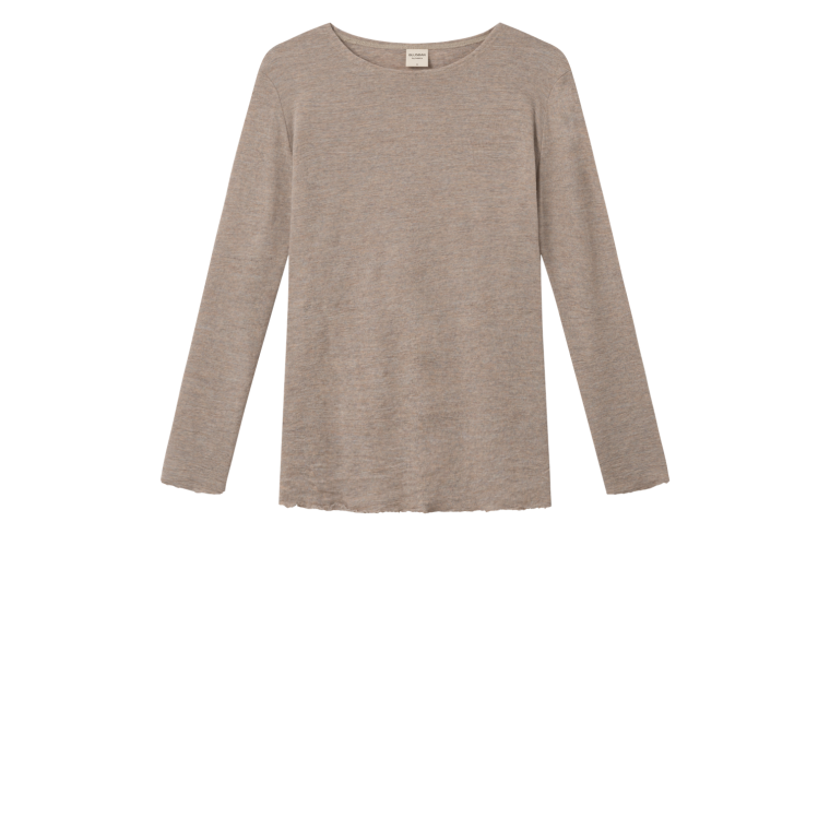 By Basics - 4002 Shirt R-Neck L/S - elephant melange