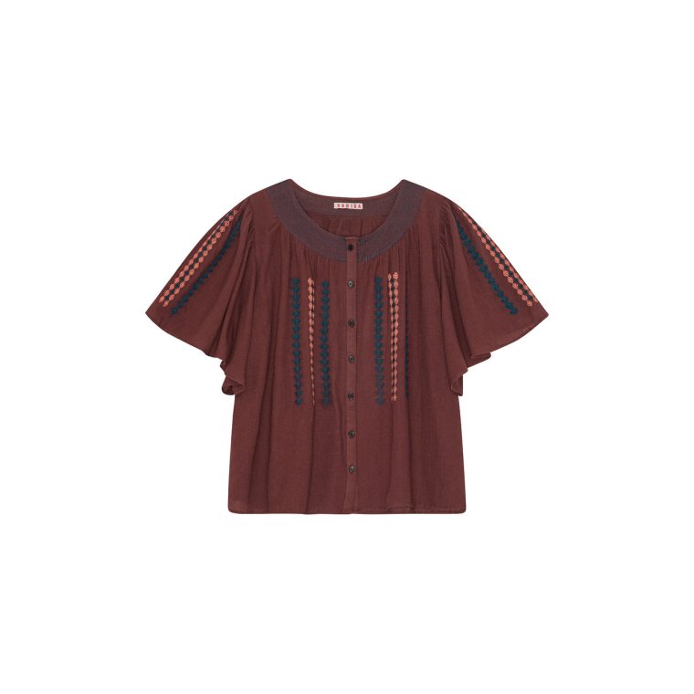 HABIBA - ROMANIA BUTTERFLY SHIRT - BURGUNDY