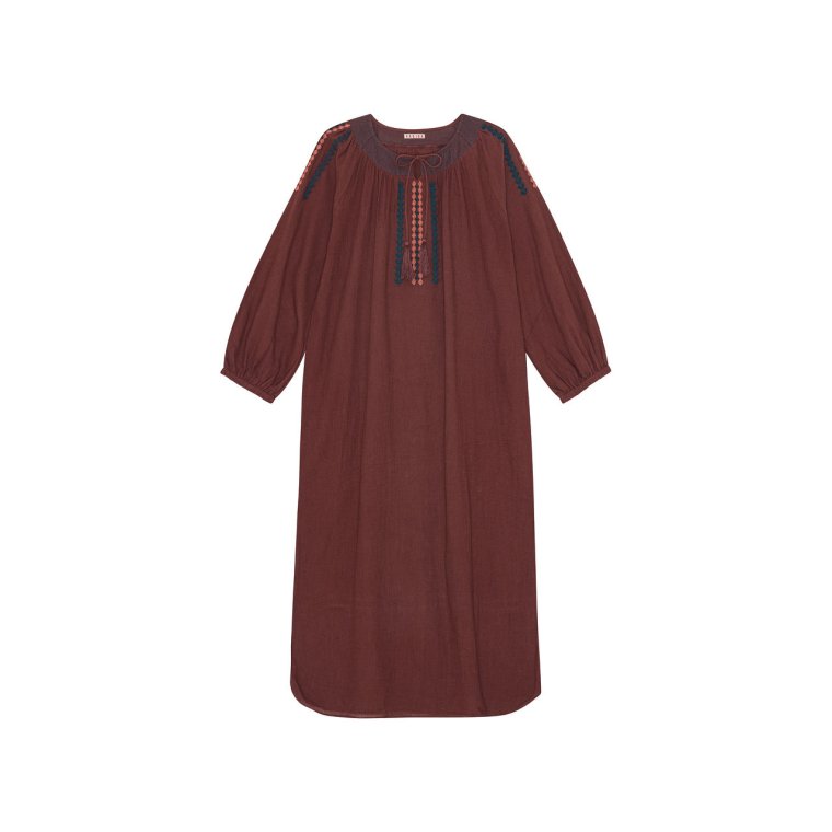 HABIBA - ROMANIA LONG DRESS - BURGUNDY