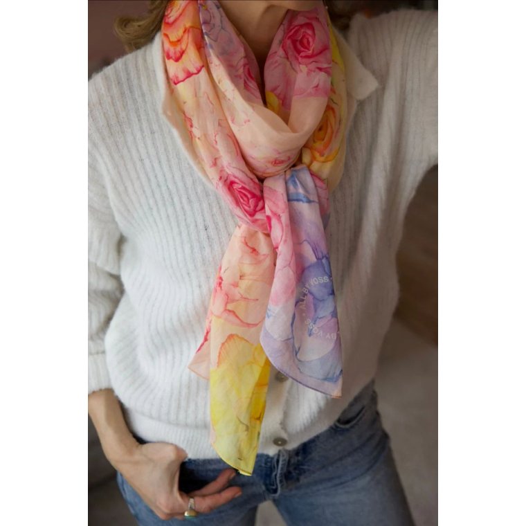 All By Voss - Long Cotton Scarf - Rose Field