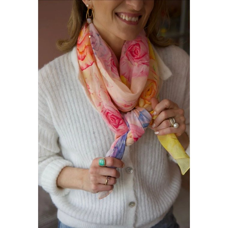 All By Voss - Long Cotton Scarf - Rose Field