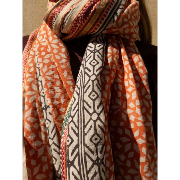 Craft Sisters - Bagru Scarf - Rust - 119