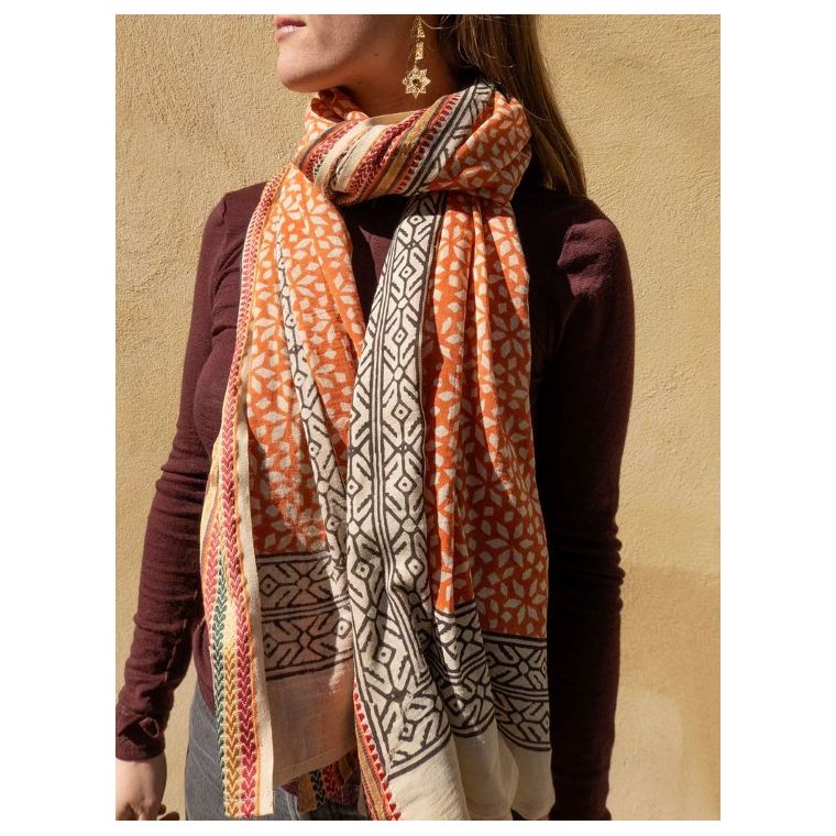 Craft Sisters - Bagru Scarf - Rust - 119