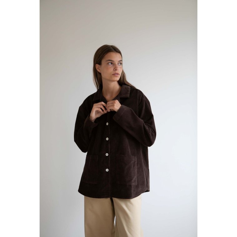 Studio Feder - SILJA SHIRT - CORDUROY - DARK BROWN