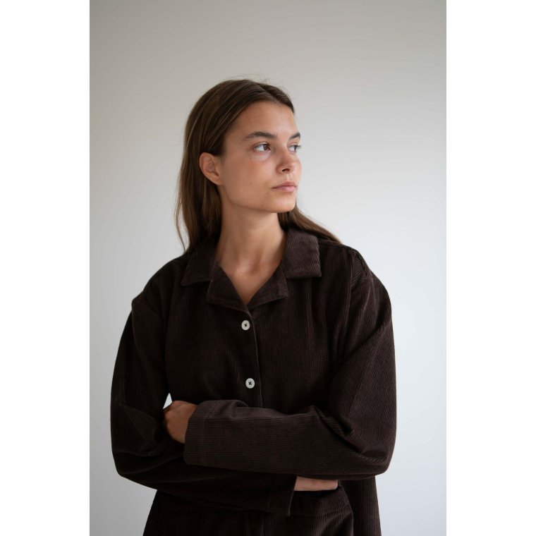 Studio Feder - SILJA SHIRT - CORDUROY - DARK BROWN