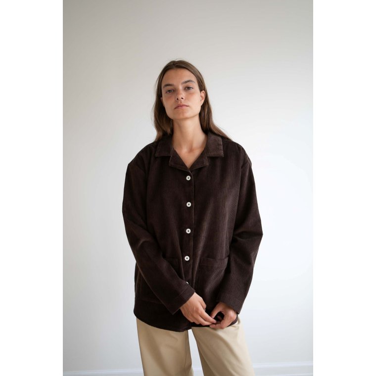 Studio Feder - SILJA SHIRT - CORDUROY - DARK BROWN