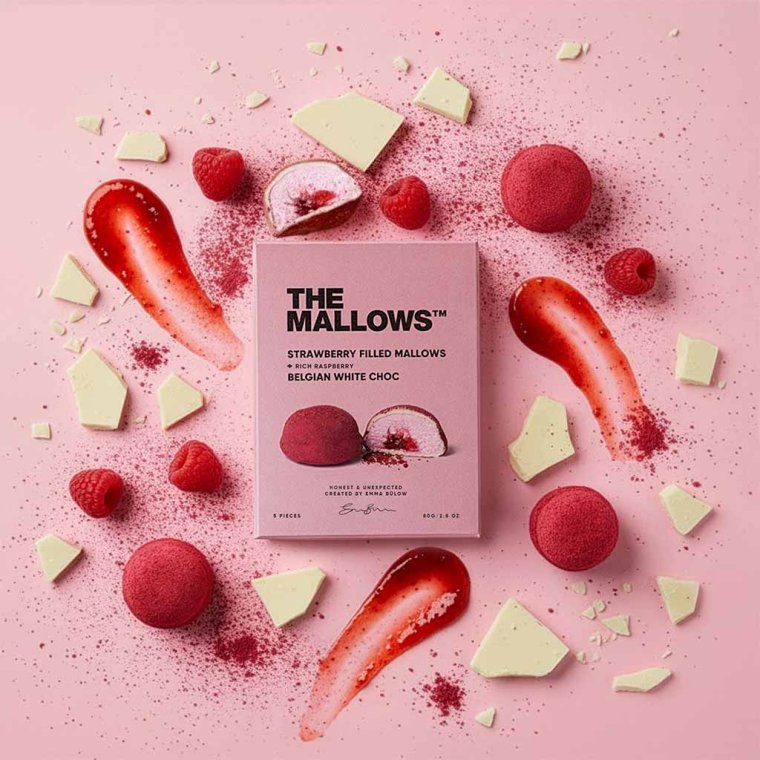 THE MALLOWS - Filled mallows - strawberry rich raspberry - 5 stk.