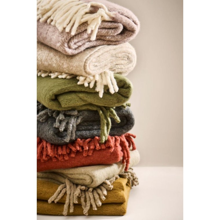 IB LAURSEN - Plaid malva melange m/off white frynser