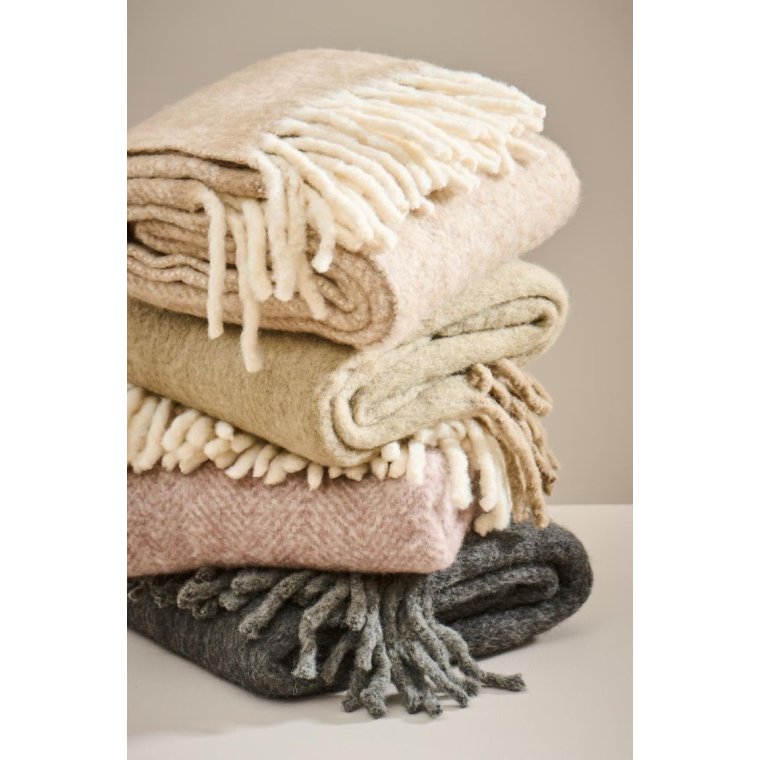 IB LAURSEN - Plaid malva melange m/off white frynser