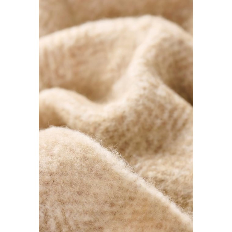 IB LAURSEN - Plaid sandfarvet melange m/off white frynser