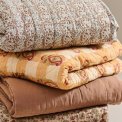 IB LAURSEN - Quilt m/orange, rdt og grnt blokmnster