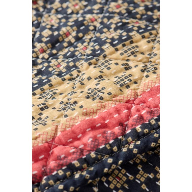 IB LAURSEN - Quilt mrkebl m/rosa og naturfarvet mnster, kanter p langs