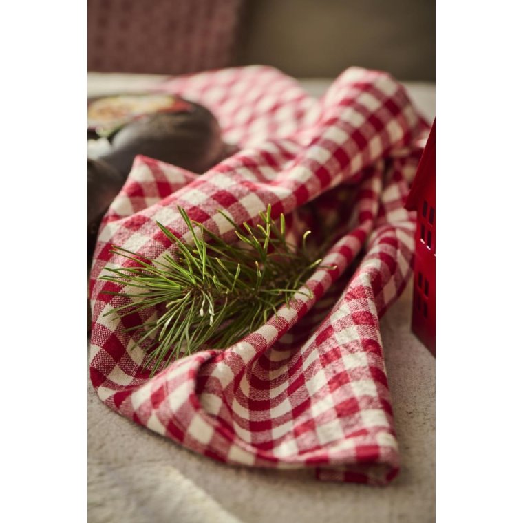 IB LAURSEN - Viskestykke Asta rd m/naturfarvede sm tern