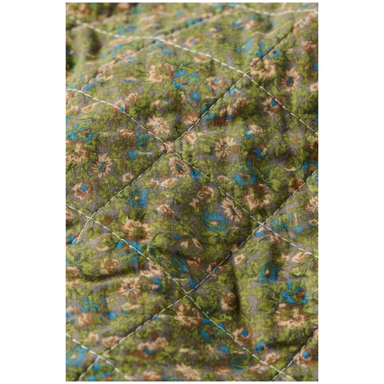 Ib Laursen - Taske quiltet gr� m/gr�nne, bl� og rosa blomster
