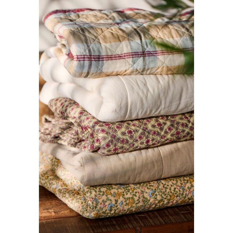 IB LAURSEN - Quilt m/rdt, blt, beige og grt stribemnster