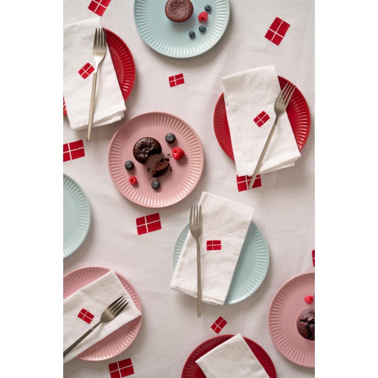 IB LAURSEN - Stofserviet m/dansk flag hvid