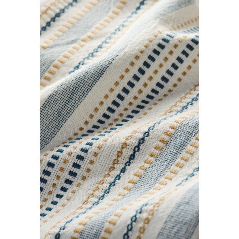 IB LAURSEN - Viskestykke Celine hvid m/blt og beige indvvet mnster