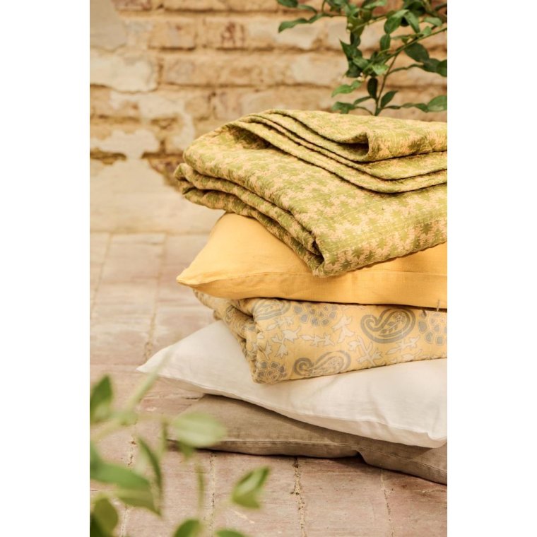 Ib Laursen - Quilt sart gul m/off white og gr�t m�nster