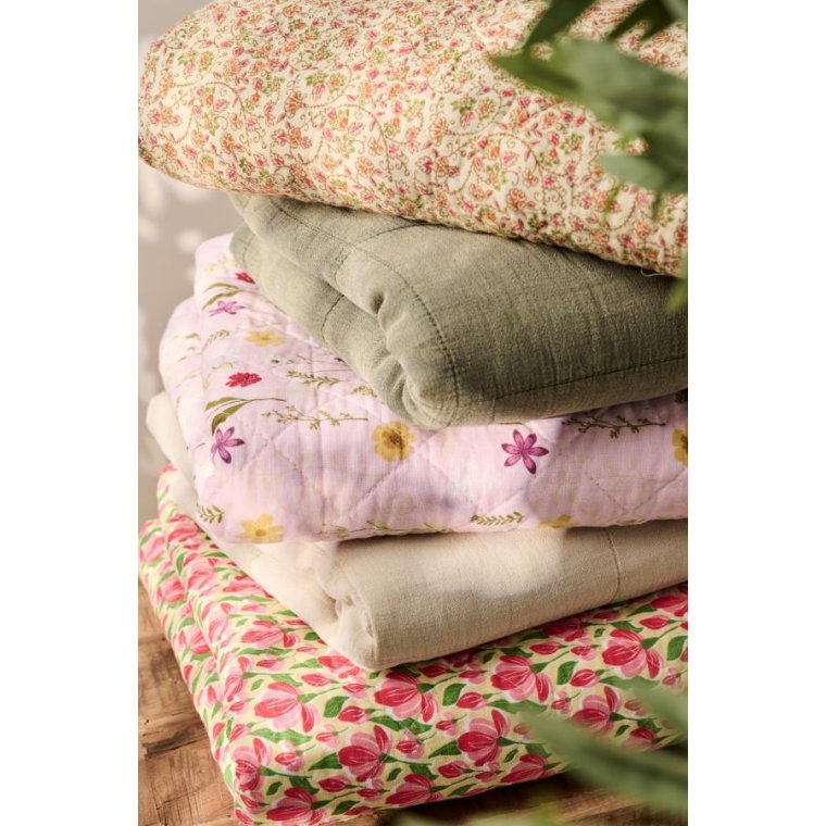 Ib Laursen - Quilt m/r�de, gr�nne og orange blomsterranker