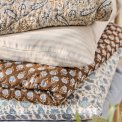 IB LAURSEN - Quilt m/mrkebrunt og blt blomstermnster