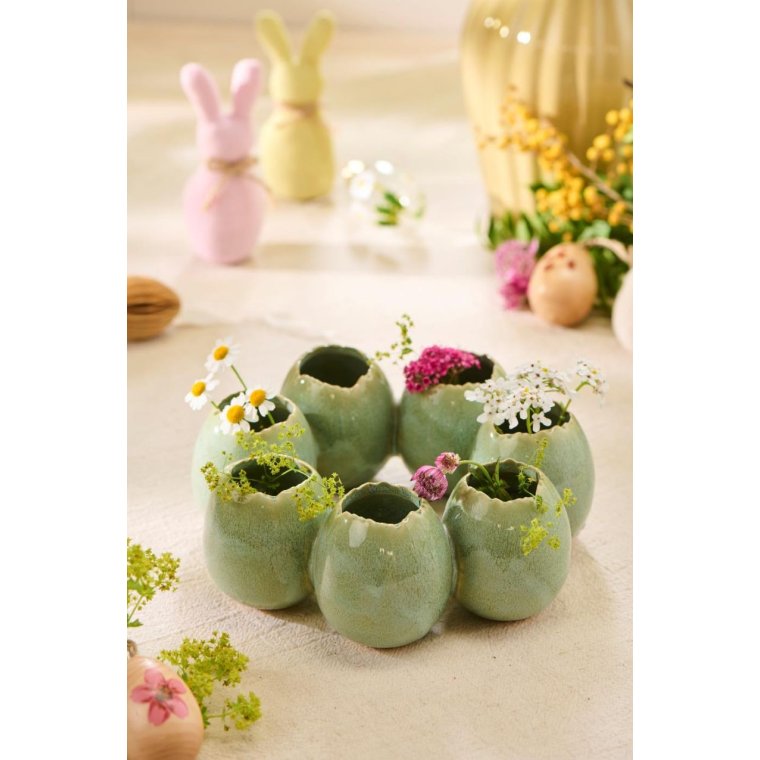 IB LAURSEN - Vase t/7 blomster �ggering - gr�n