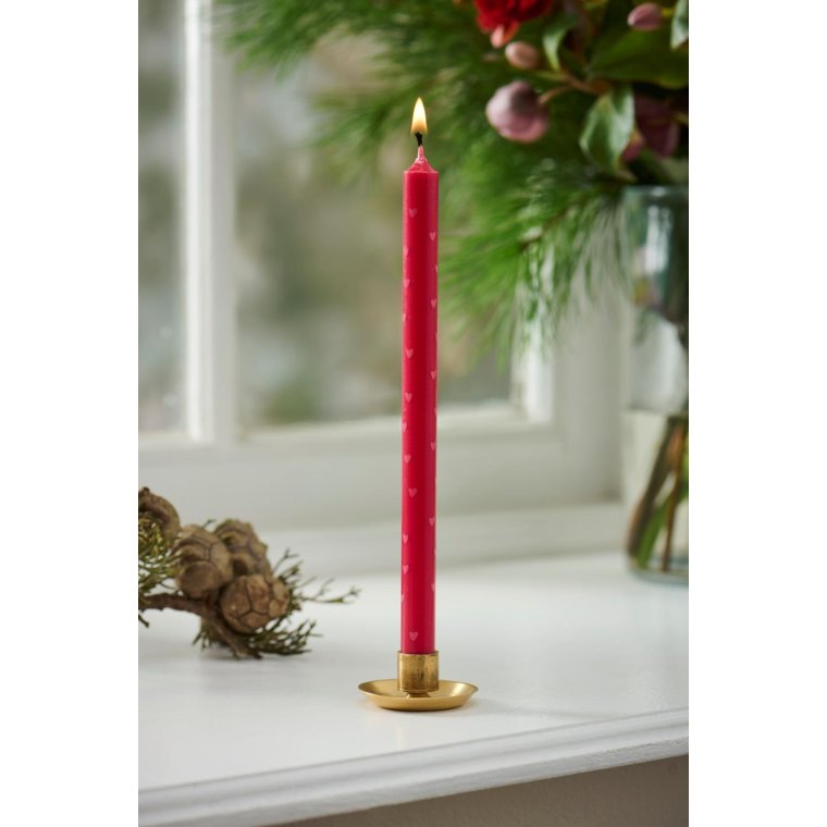 Ib Laursen - Kertelys r�d m/lyser�de hjerter stearin �:1,3 H:20 svanem�rket