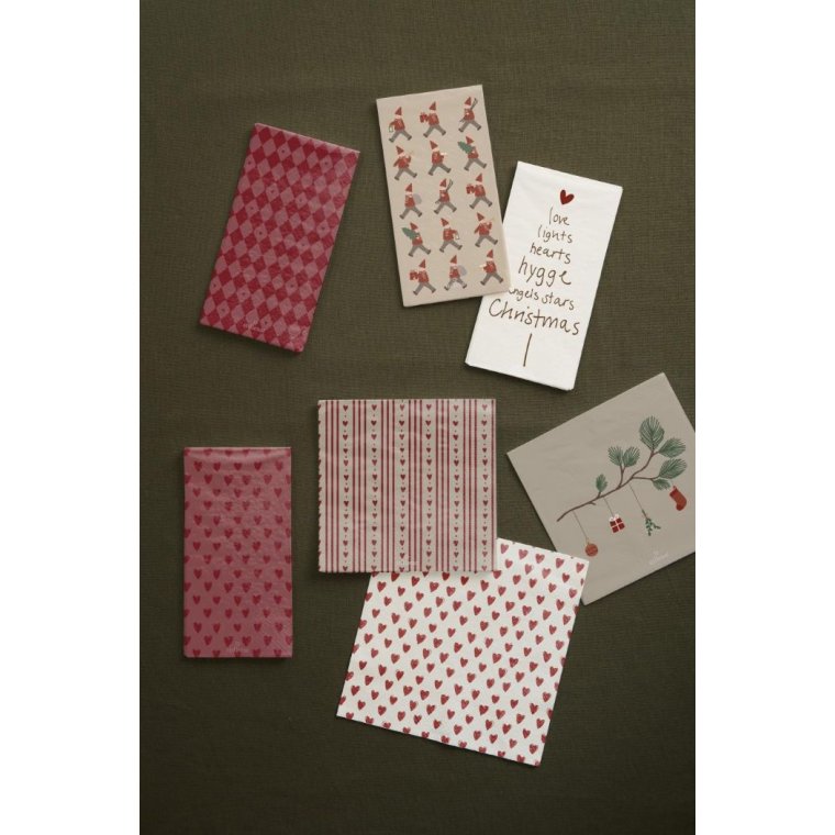 Ib Laursen - Serviet 10x20 cm harlekin m/hjerter 16 stk/pk