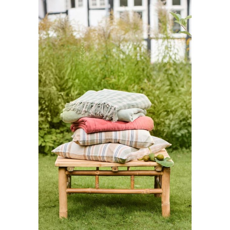 IB LAURSEN - Pudebetr�k med fyld - h�rfarvet m/rosa, lysegr�n, m�rkegr�n og sand striber