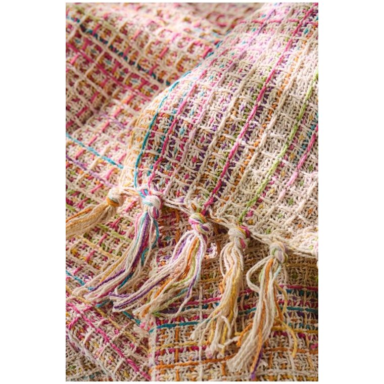 Ib Laursen - Plaid multifarvet i pink, lilla og gul version