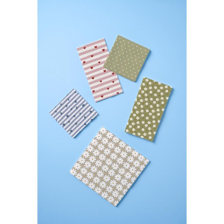 IB LAURSEN - Serviet 10x20 cm r�de hjerter og lyser�de striber 16 stk/pk