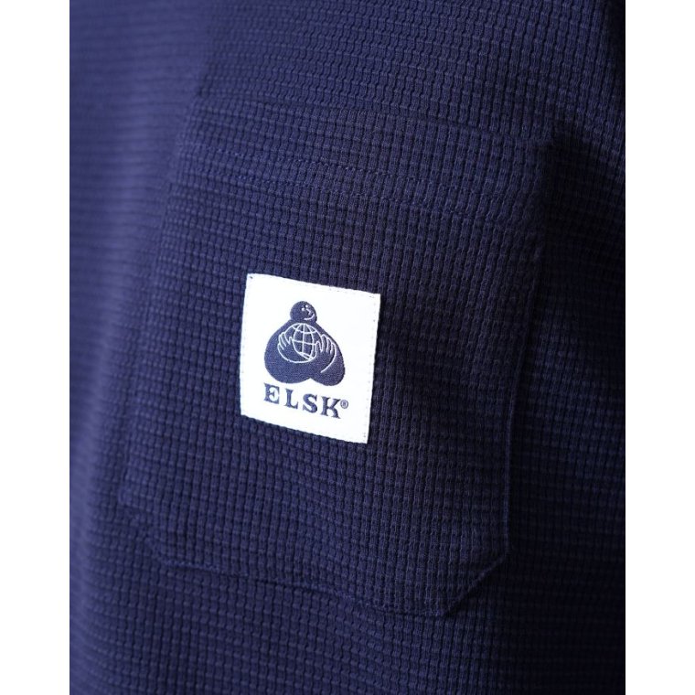 ELSK - WAFFLE MEN'S POCKET LONGSLEEVE - DARK NAVY