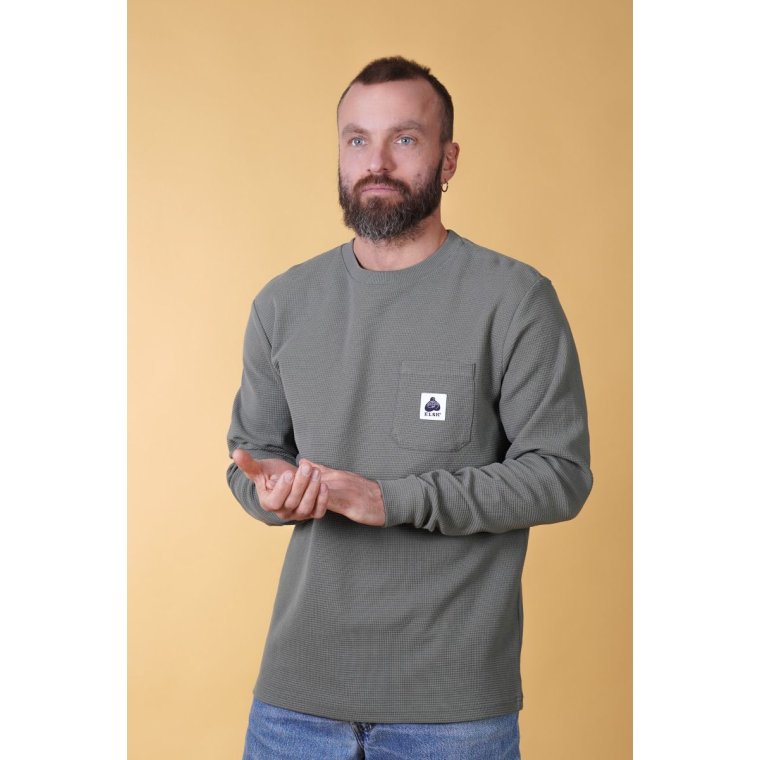 ELSK - WAFFLE MEN'S POCKET LONGSLEEVE - CASTOR GRAY