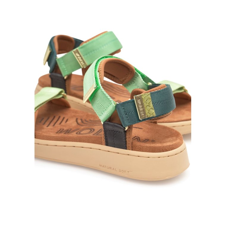WODEN - Line Sandal - Apple Green Multi