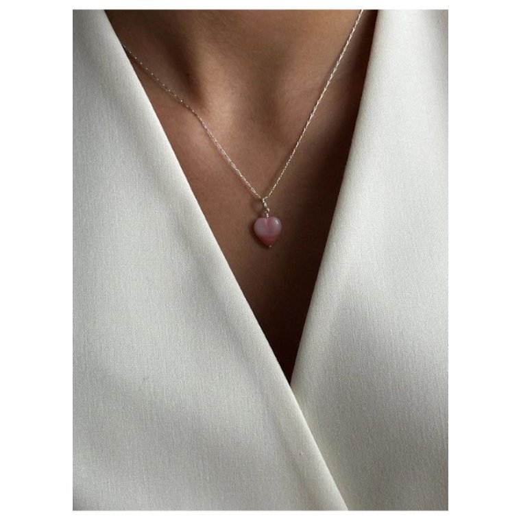 PICO - French Heart Pendant - Coral - forgyldt