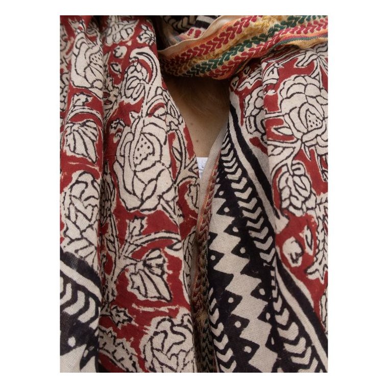 Craft Sisters - Bagru Scarf - Red Flower - 329