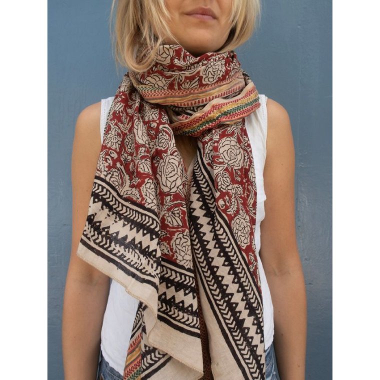 Craft Sisters - Bagru Scarf - Red Flower - 329
