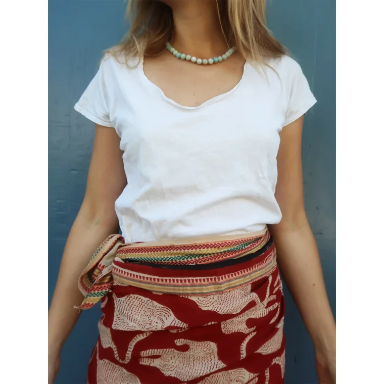 Craft Sisters - Bagru Scarf - Red with Animal			